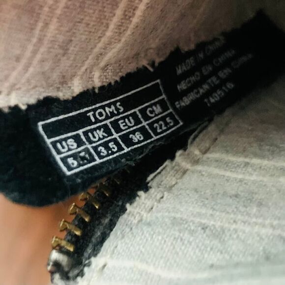 Tom's Leila Black Wool Felt Booties Block Heel Back Zipper Block Color Size 5W - Picture 7 of 9